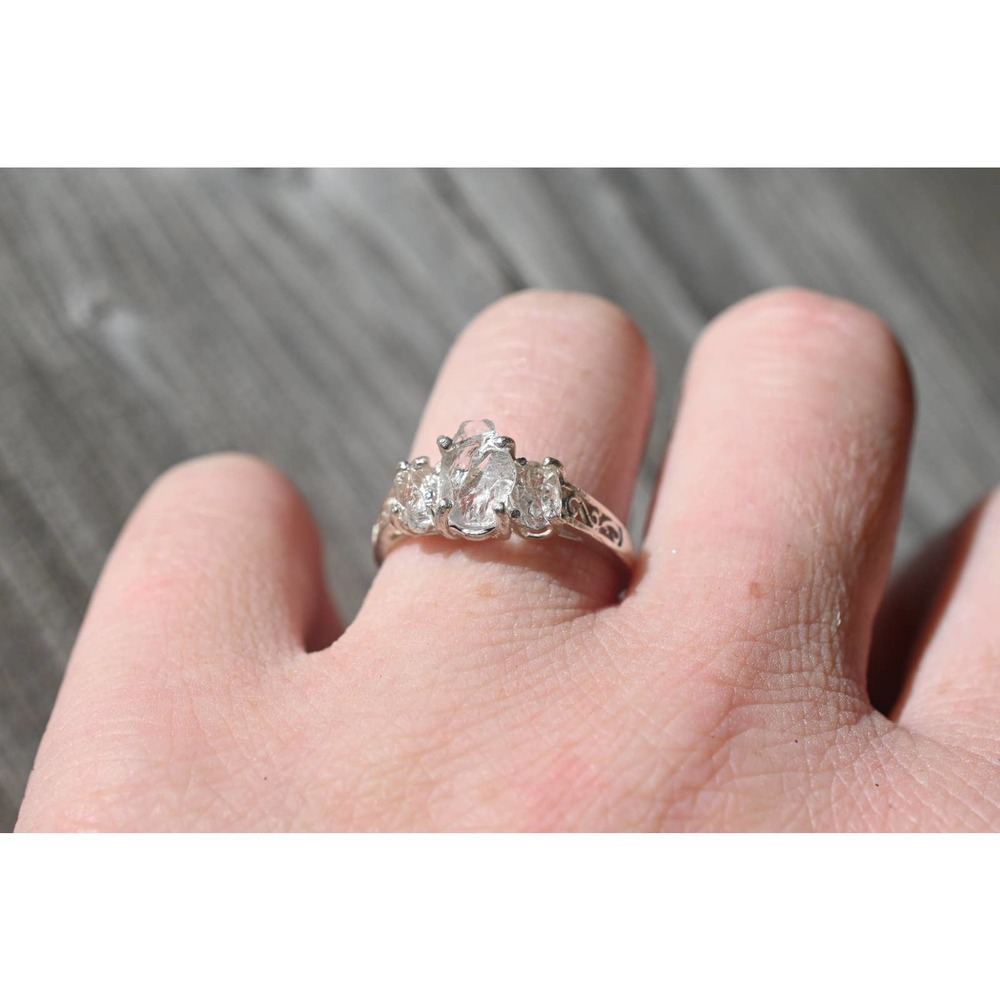 alternative raw diamond engagement rings, raw crystal ring, round or ova…